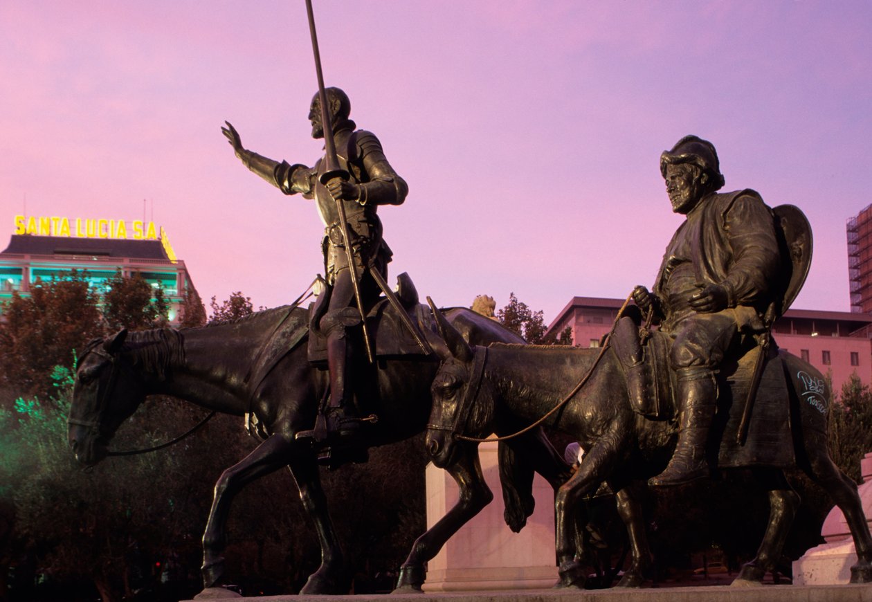 Don Kişot ve Sancho Panza, Miguel Cervantes anıtından, 1928-30 (bronz) by Lorenzo Coullaut Valera