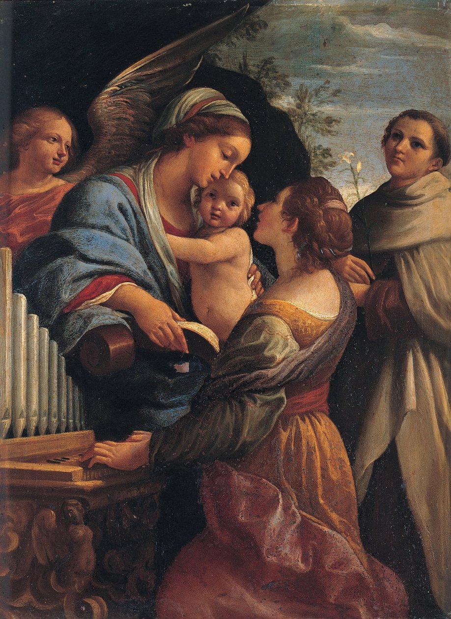 Çocuk, Aziz Cecily ve Aziz Albert ile Madonna by Lorenzo Garbieri