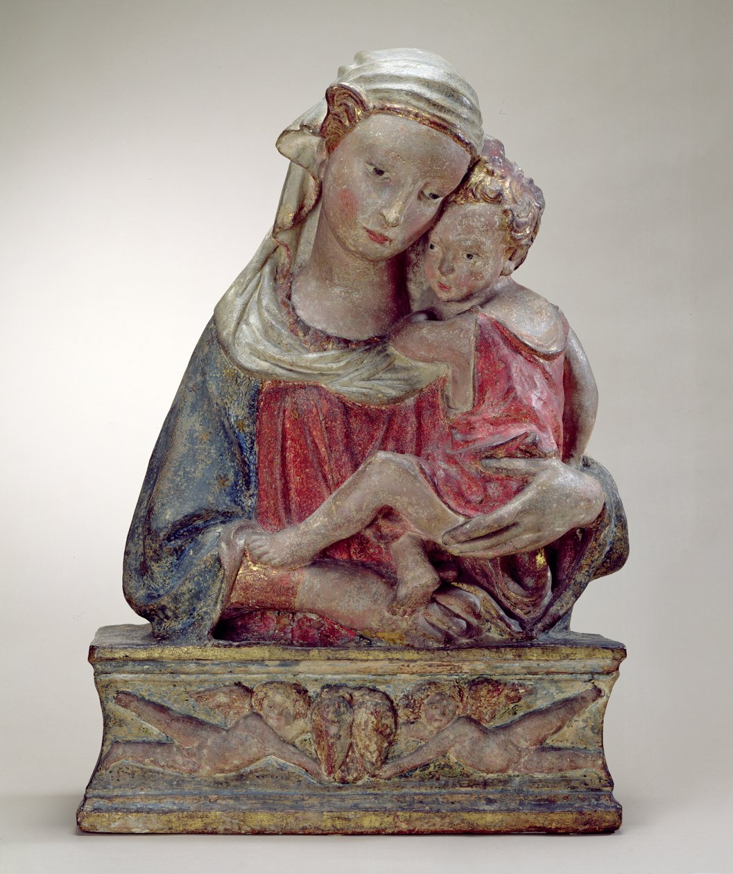 Madonna ve Çocuk (boyalı pişmiş toprak) by Lorenzo Ghiberti