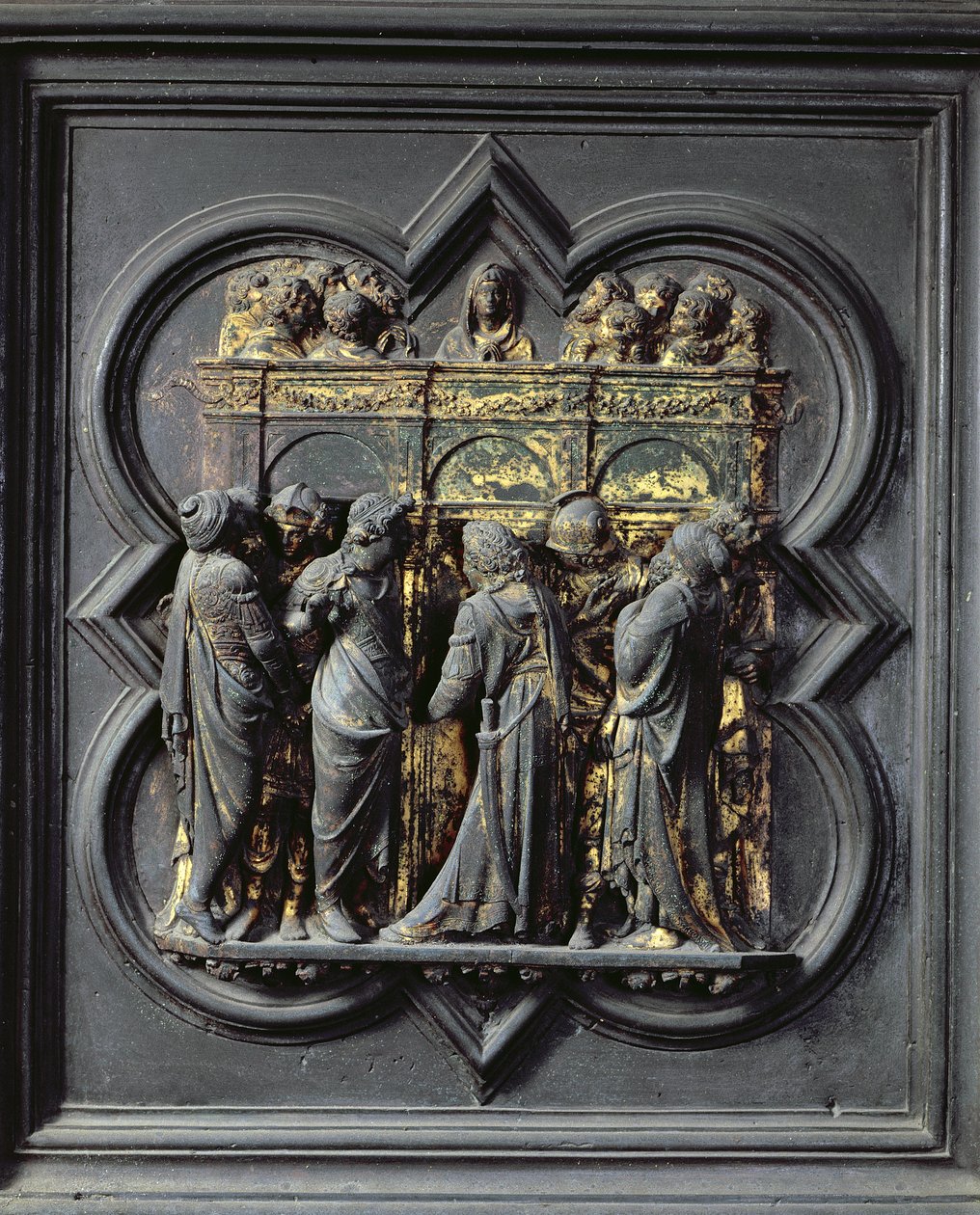 Pentekost, San Giovanni Vaftizhanesinin Kuzey Kapılarının yirminci paneli, 1403-24 (bronz) by Lorenzo Ghiberti