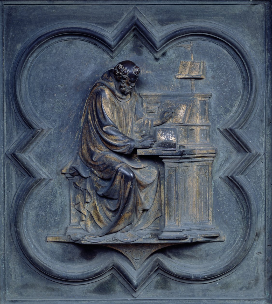 Aziz Jerome, San Giovanni Vaftizhanesinin Kuzey Kapılarının F paneli, 1403-24 (bronz) by Lorenzo Ghiberti