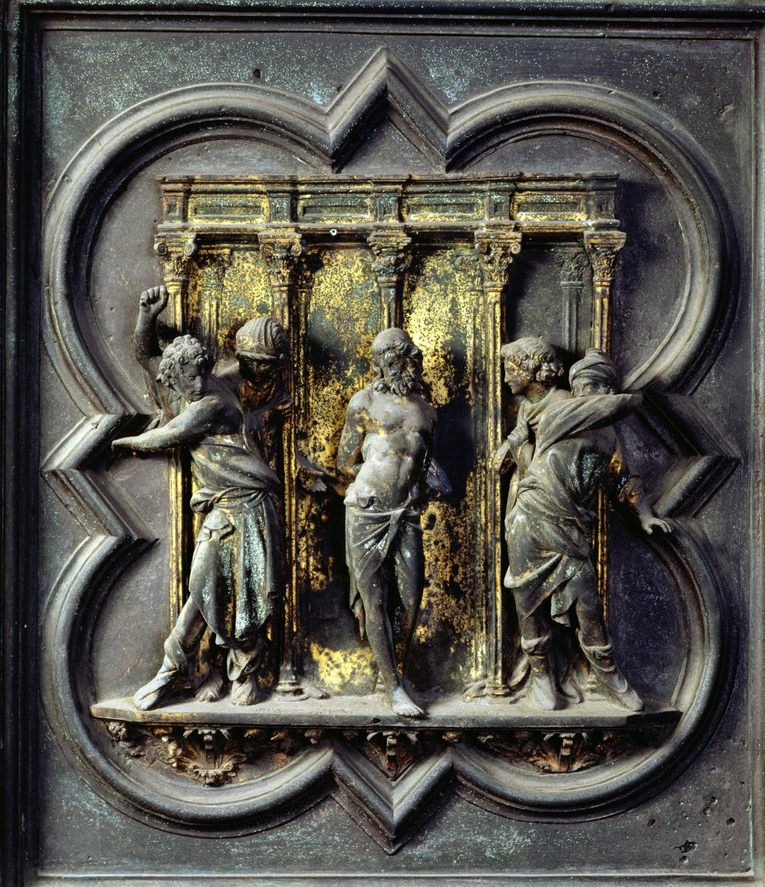 The Flagellation of Christ, fifteenth panel of the North Doors of the Baptistery of San Giovanni, 1403-24 (bronze) by Lorenzo Ghiberti