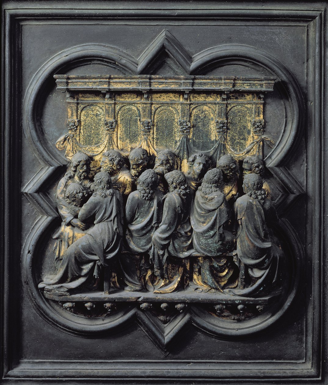 Son Akşam Yemeği, San Giovanni Vaftizhanesinin Kuzey Kapılarının onikinci paneli, 1203-24 (bronz) by Lorenzo Ghiberti