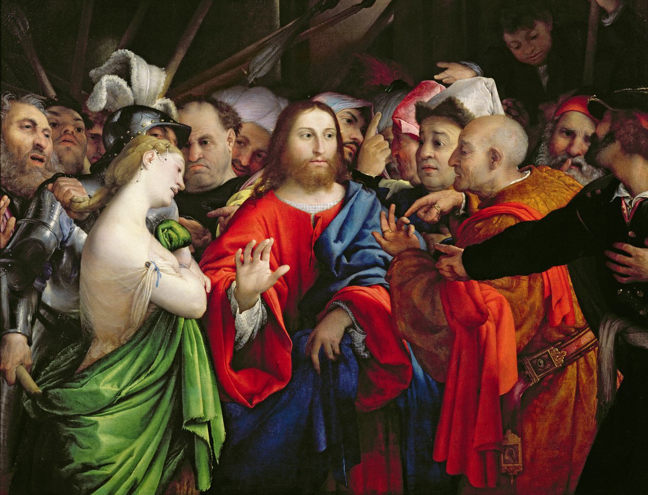 İsa ve Zina, c.1527-29 by Lorenzo Lotto