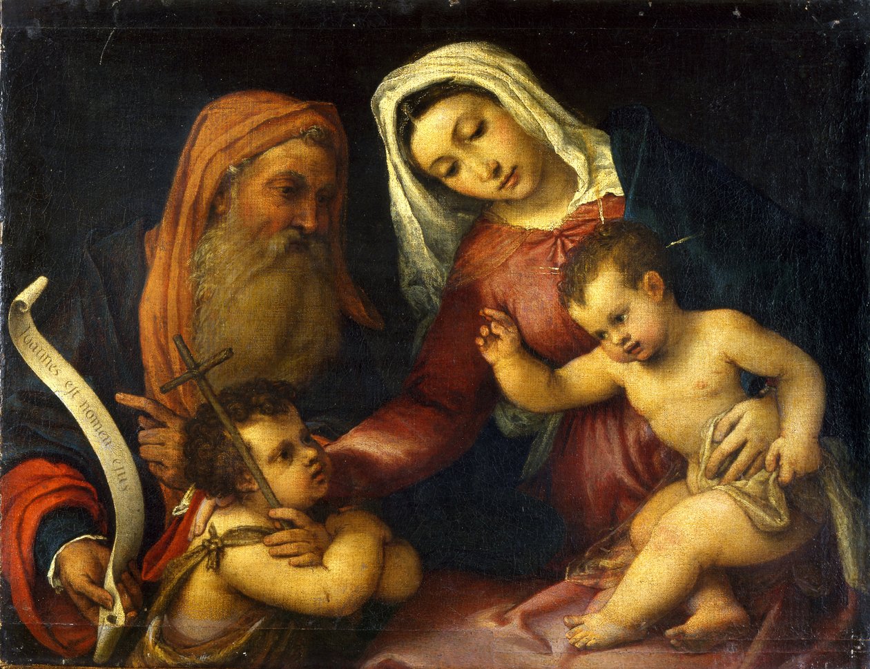 Aziz Zacharias ve Vaftizci Yahya ile Bakire ve Çocuk by Lorenzo Lotto