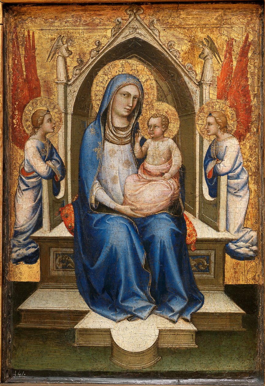 Madonna, İki Tapan Melek Arasında Enthroned, c.1400 (panel) by Lorenzo Monaco