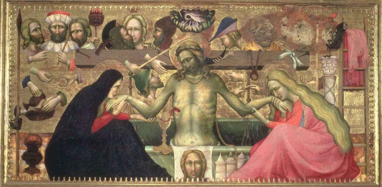 Tutku enstrümanları ile Adam of Sorrows, 1404 (panelde mizaç) by Lorenzo Monaco
