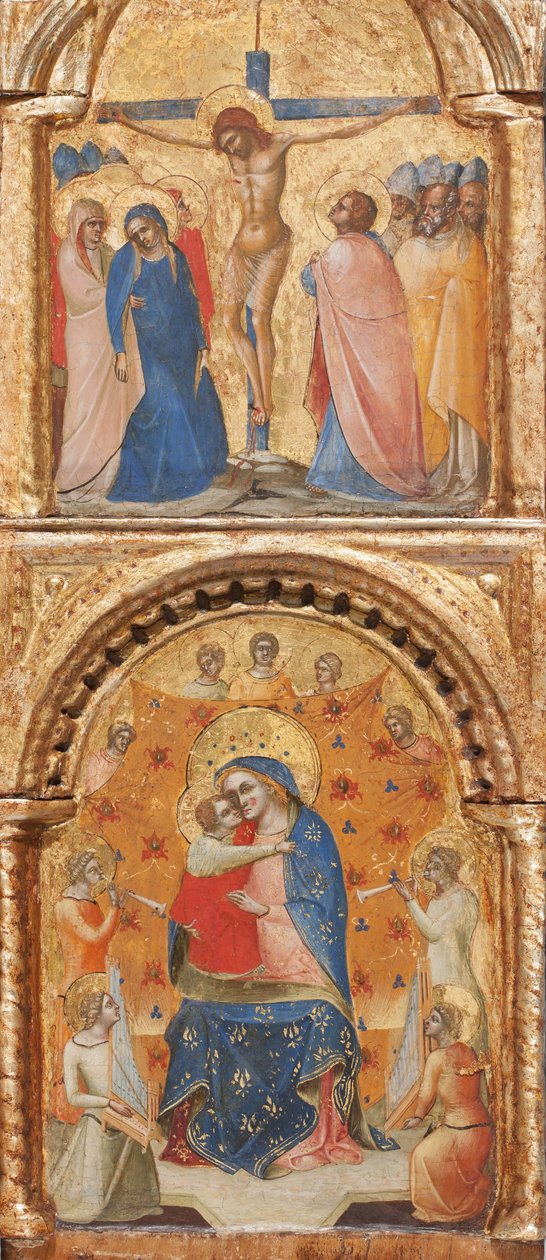 Madonna ve Child with Angels, the Crucifixion ve Twelve Apostles or Saints detayı, c.1360 (panelde tempera) by Lorenzo Veneziano