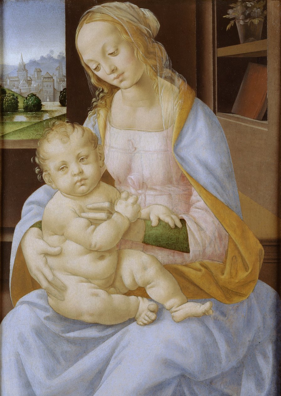 Bakire ve Çocuk, 15.-16. yüzyıl (panelde yağ ve tempera) by Lorenzo di Credi