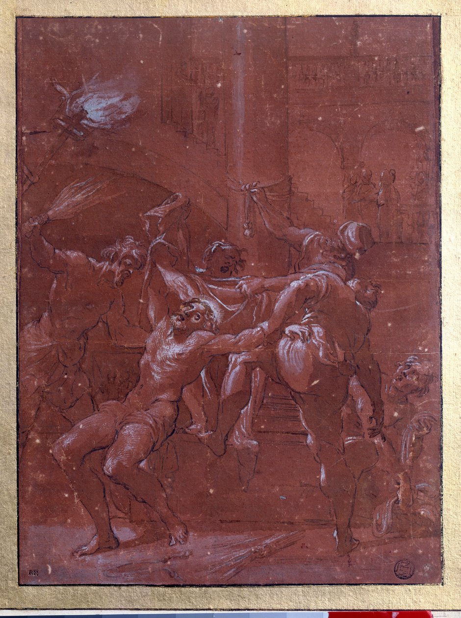 Lorenzo Garbieri dit il Nepote (1580-1654) Paris tarafından kahverengi mürekkep ve yıkama ile İsa Çizimi