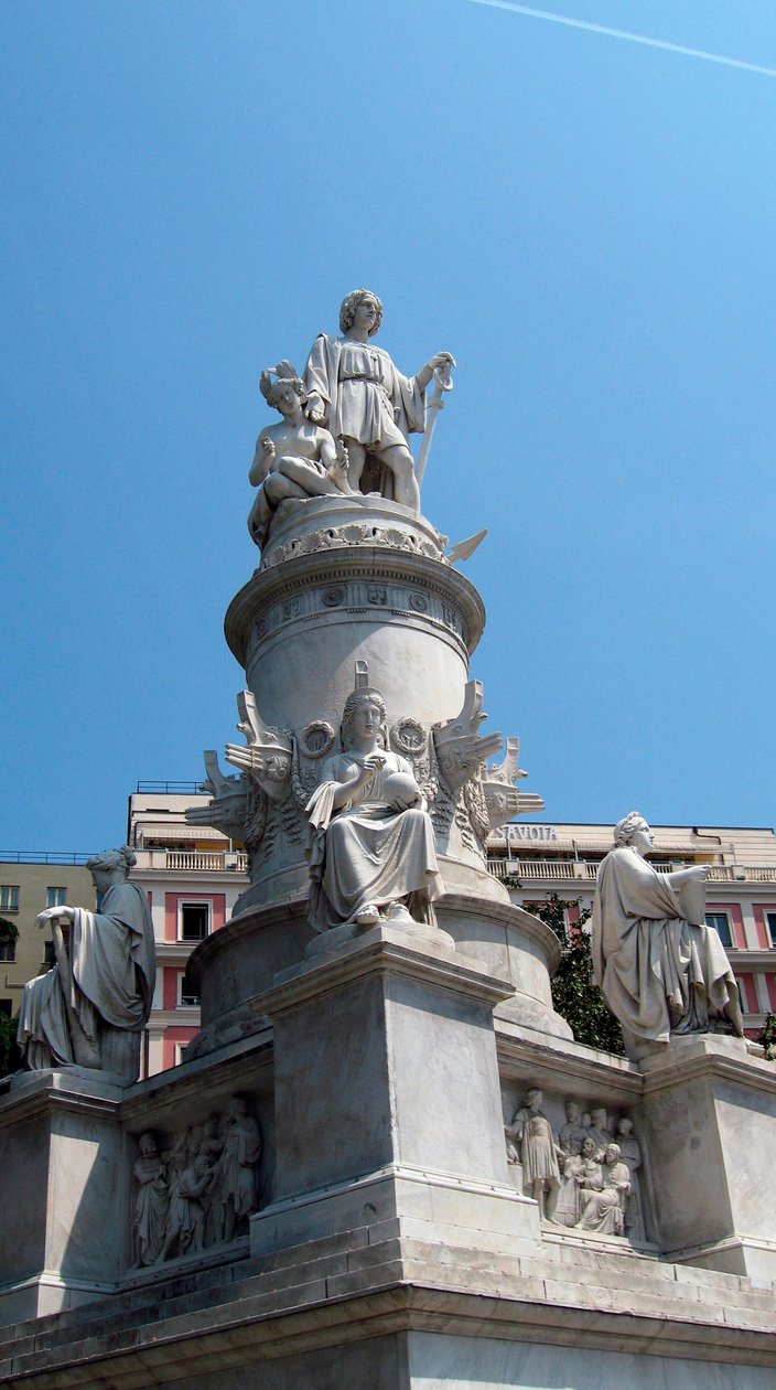 Monument in tribute to the navigator Christopher Columbus (Cristoforo Colombo). Marble sculpture by Lorenzo Bartolini (1777-1850). Piazza Acquaverde Genes (Genova) Italy by Lorenzo Bartolini