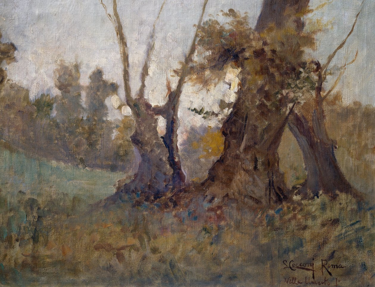 Villa Borghese, Lorenzo Cecconi (1863-1947), tuval üzerine yağlı boya. İtalya, 20. yüzyıl. by Lorenzo Cecconi