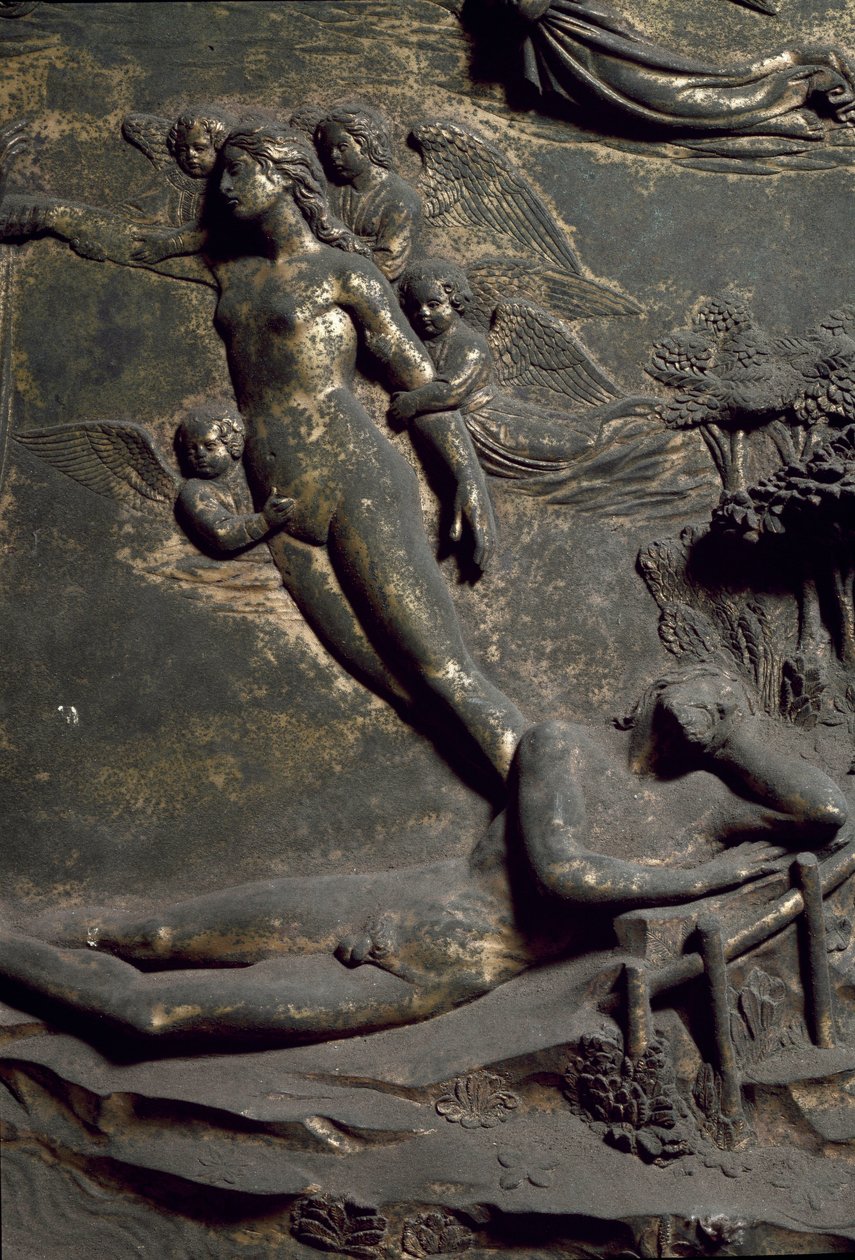 Creation of Eve from the Adam Coast. Detail of the Oriental Door called Paradise, carving by Lorenzo Ghiberti