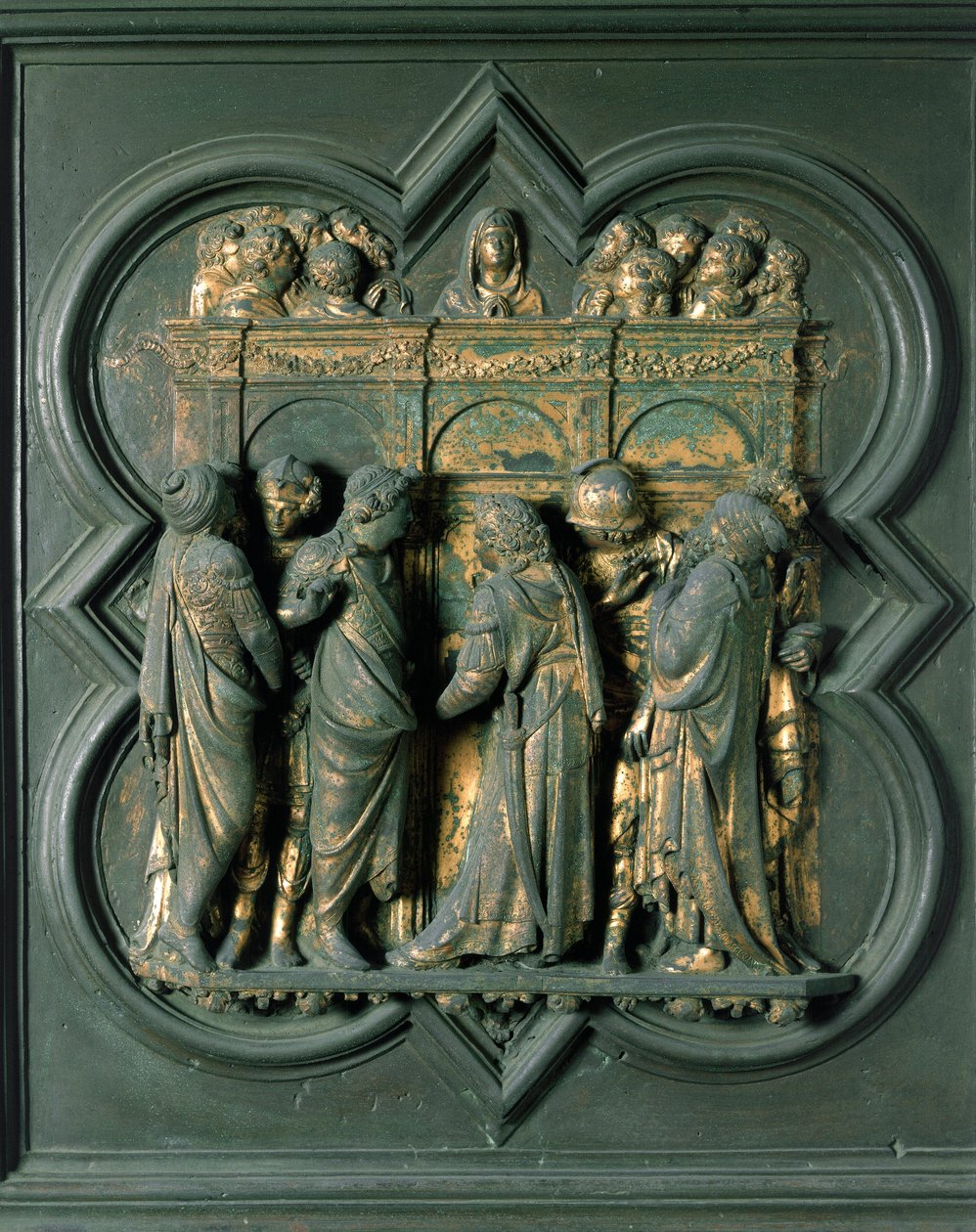 North Porte (called Porte de la Croix, in the North), exterior detail: “” Pentecote”” Bronze sculpture made by Lorenzo Ghiberti (1378-1455) by Lorenzo Ghiberti