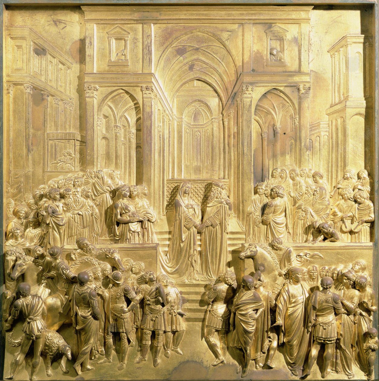 Kral Süleyman ve Saba Kraliçesinin Buluşması, Vaftizhanenin Doğu Kapılarından orijinal pano by Lorenzo Ghiberti