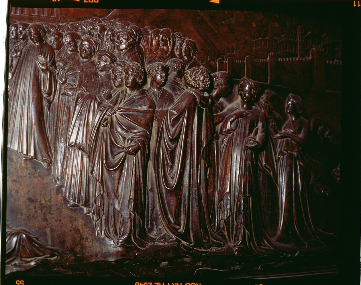 Aziz Zenobius Tapınağı, kalabalık detayı, 1432-5 bronz detayı 97641 by Lorenzo Ghiberti