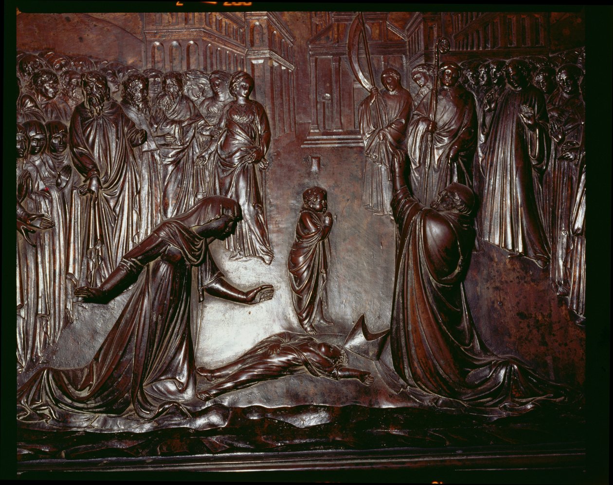 Aziz Zenobius Tapınağı, ölü çocuğun detayı, c.1432-42, 97641 bronz detayı by Lorenzo Ghiberti