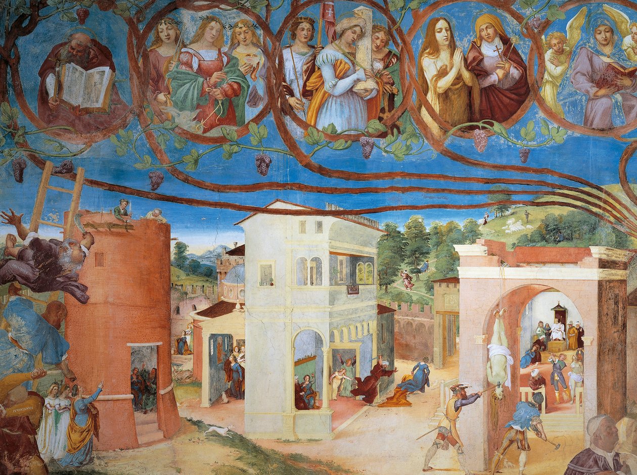 Christ-Vine ve Saint Barbara Efsanesi, Lorenzo Lotto (yaklaşık 1480 - 1556), fresk, detay, Villa Suardi, Capella Suardi, Trescore Balneario by Lorenzo Lotto