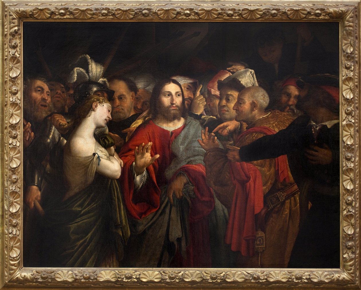 İsa ve zina eden kadın. Lorenzo Lotto (1480-1556), tuval üzerine yağlı boya tablosu by Lorenzo Lotto
