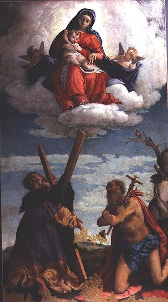 Aziz Andrew ve Aziz Jerome ile Glory Madonna ve Çocuk by Lorenzo Lotto