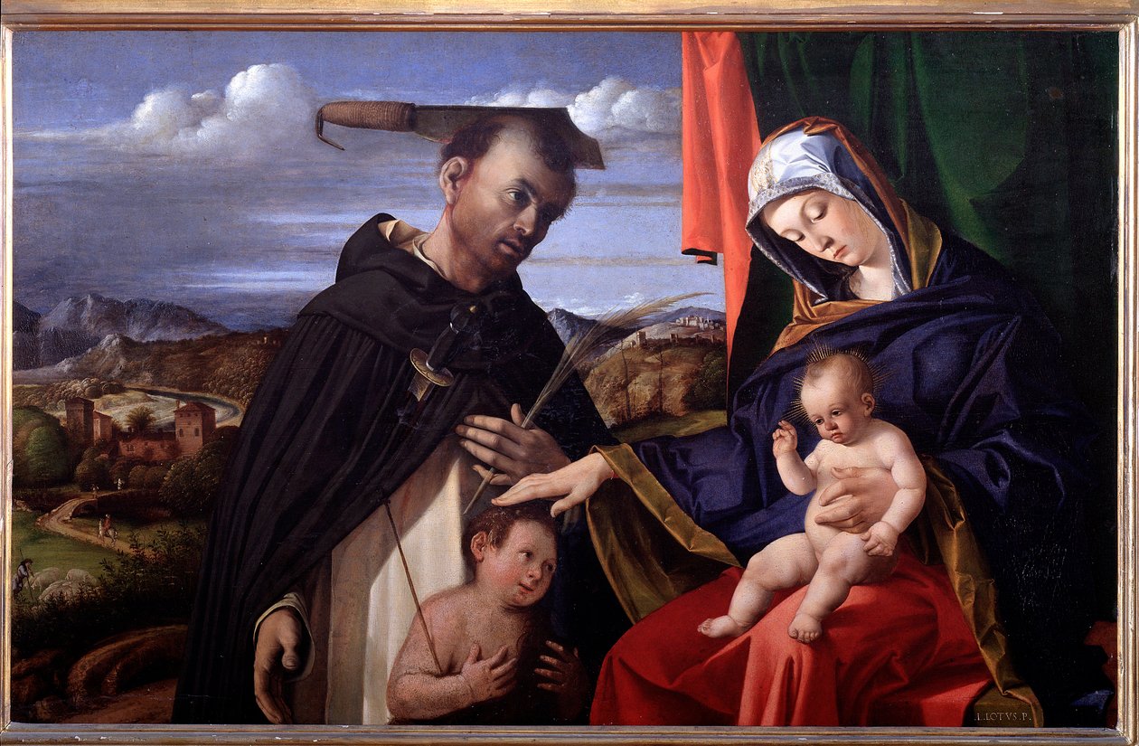 Madonna ve Çocuk, Veronalı Aziz Peter ile by Lorenzo Lotto