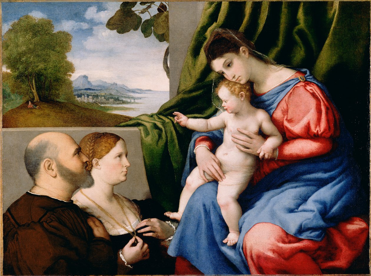 Madonna ve İki Donörlü Çocuk by Lorenzo Lotto