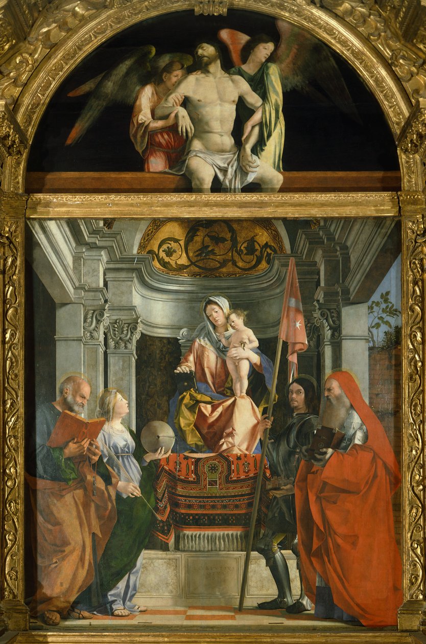 Madonna ve Azizler, Lorenzo Lotto (yaklaşık 1480-1556), tuval üzerine yağlı boya by Lorenzo Lotto