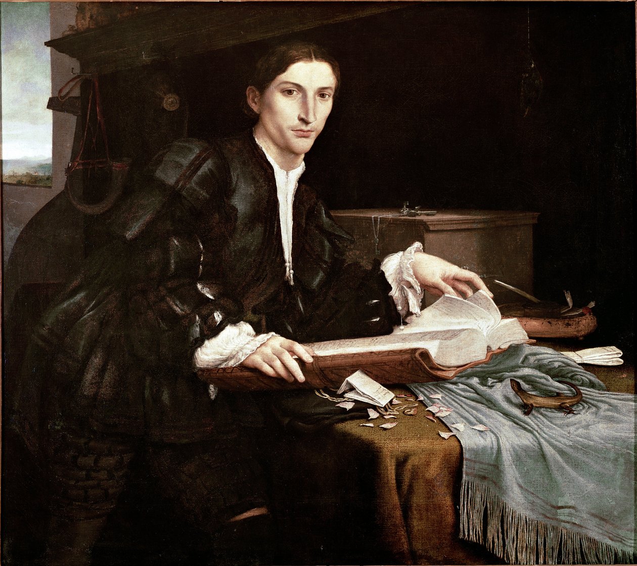 Ofisinde Bir Beyefendinin Portresi (tuval üzerine yağlı boya by Lorenzo Lotto