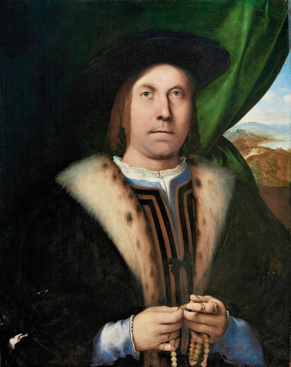 Tesbihli Bir Adamın Portresi, yaklaşık 1515-1520. by Lorenzo Lotto