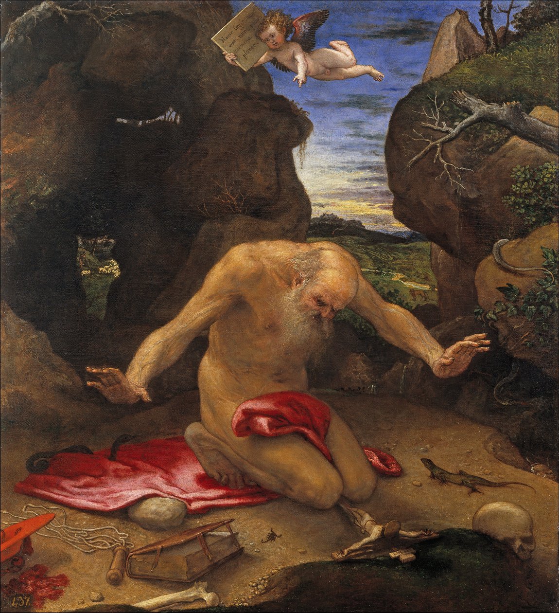 Saint Jerome - Lotto, Lorenzo (1480-1556) - 1546 - Tuval üzerine yağlı boya - 99x90 - Prado Müzesi, Madrid by Lorenzo Lotto