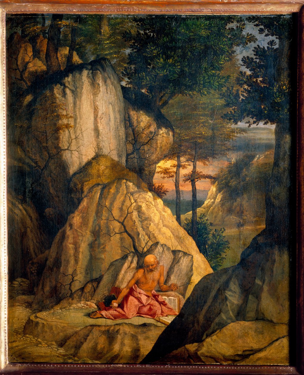 Aziz Jerome çölde meditasyon yapıyor. Boyama Lorenzo Lotto (1480 - 1556) Ec. İtalyan. by Lorenzo Lotto