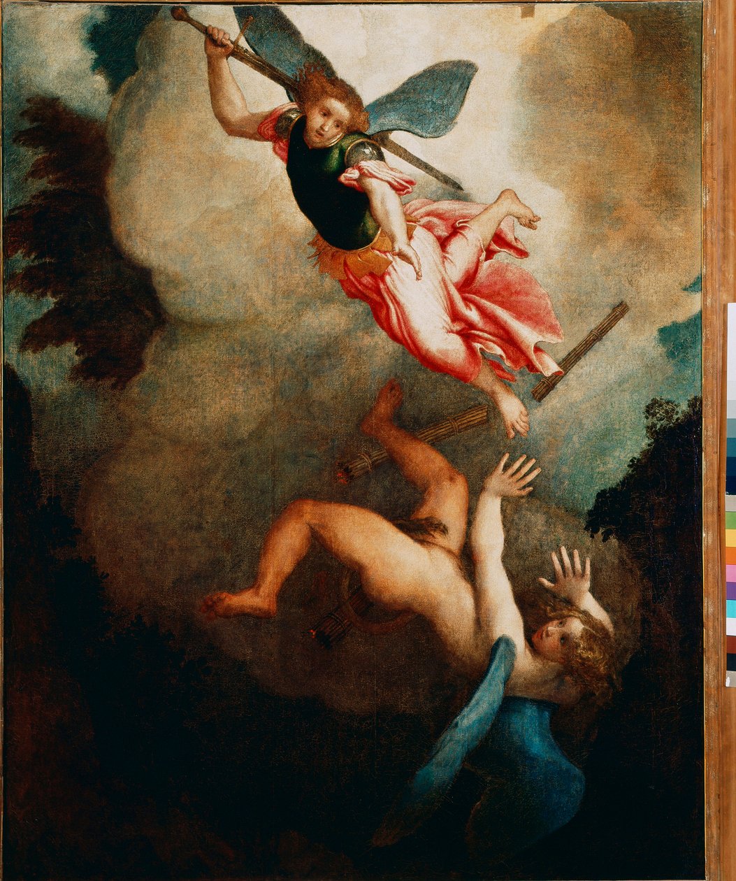 Saint Michael Hunting Lucifer Tablo Lorenzo Lotto (1480-1556) 1551-1555 Güneş. 167x135 cm Loreto, Palazzo Apostolico by Lorenzo Lotto