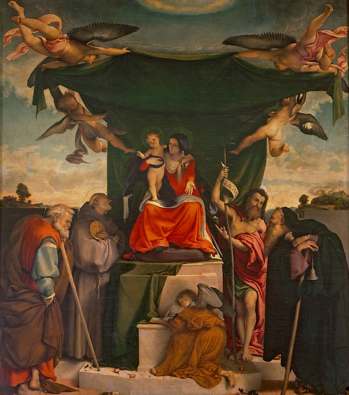 San Bernardino Altarpiece, Lorenzo Lotto (yaklaşık 1480-1556), tuval üzerine yağlıboya, 300x275 cm San Bernardino Pignolo Kilisesi, Bergamo by Lorenzo Lotto