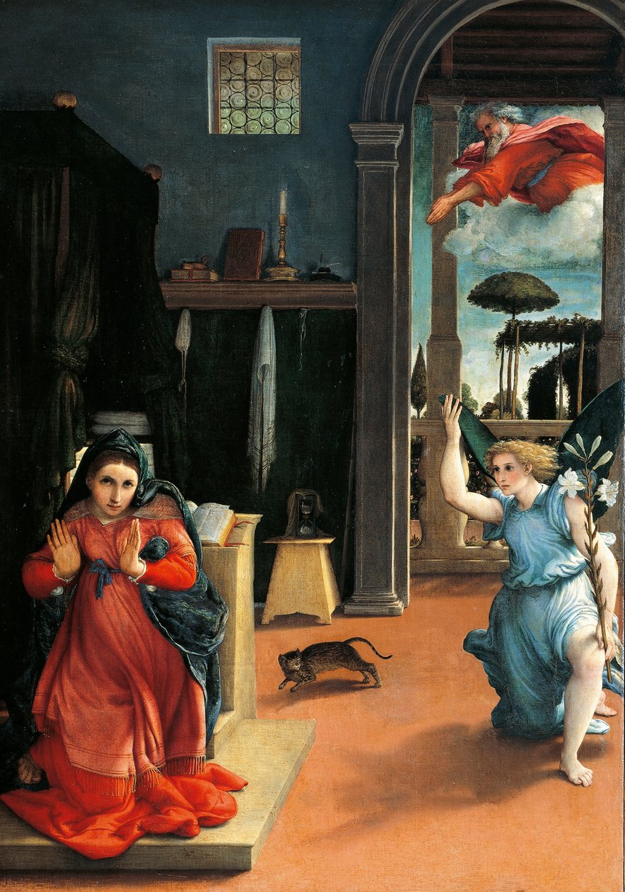 Recanati Müjdesi, yaklaşık 1532, Lorenzo Lotto (1480 ca-1556), tuval üzerine yağlı boya by Lorenzo Lotto