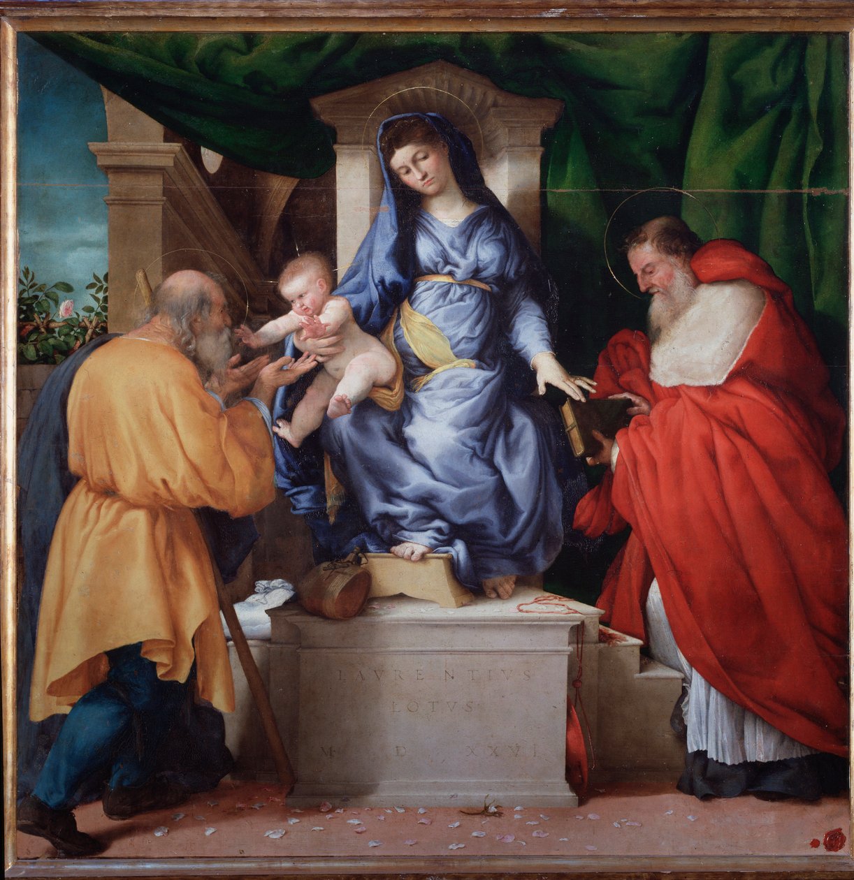 Aziz Jerome ve Aziz Joseph (Madonna delle Rose olarak adlandırılır) ile çocuklu Bakire - Resim by Lorenzo Lotto