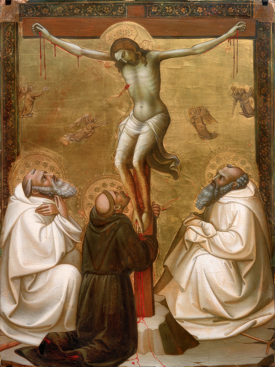 Aziz Benedict, Francis ve Romuald ile çarmıha gerilmiş İsa by Lorenzo Monaco