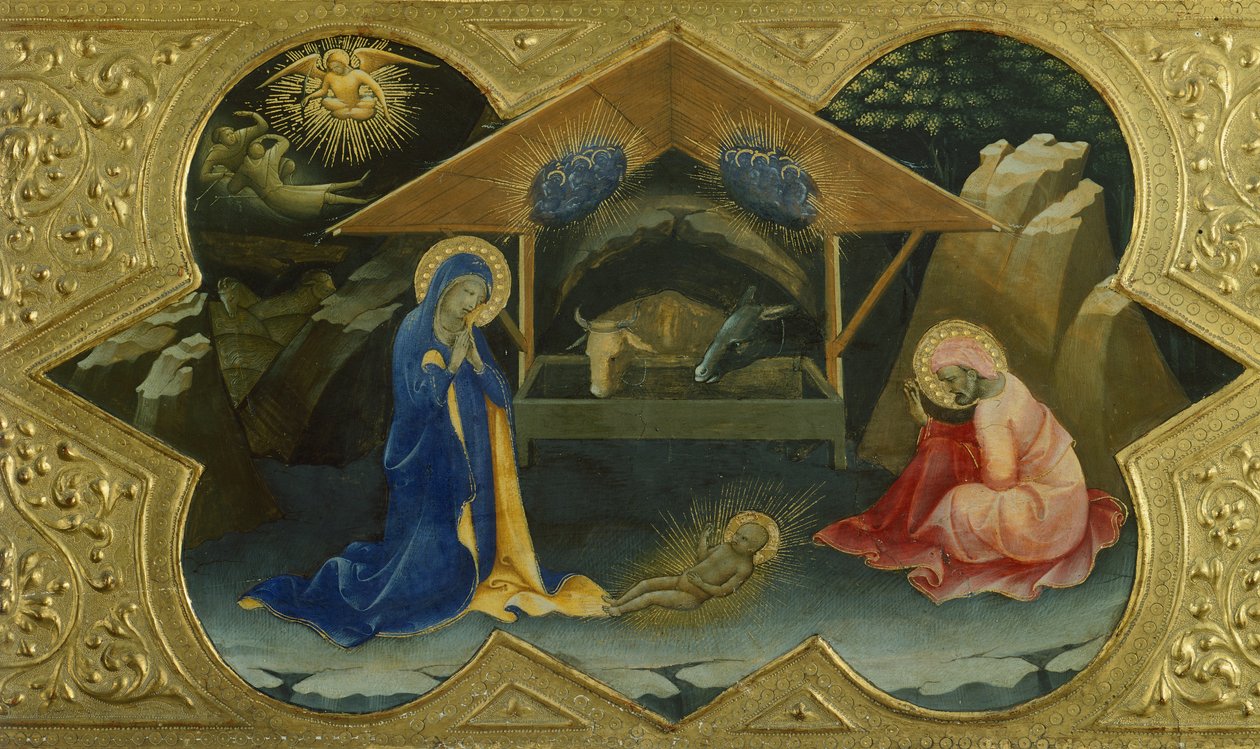 İsa'nın Doğuşu, Lorenzo Monaco'nun (yaklaşık 1370-1425) Bakire'nin Taç Giymesi predellasından sahne, panelde tempera, 32x53 cm by Lorenzo Monaco