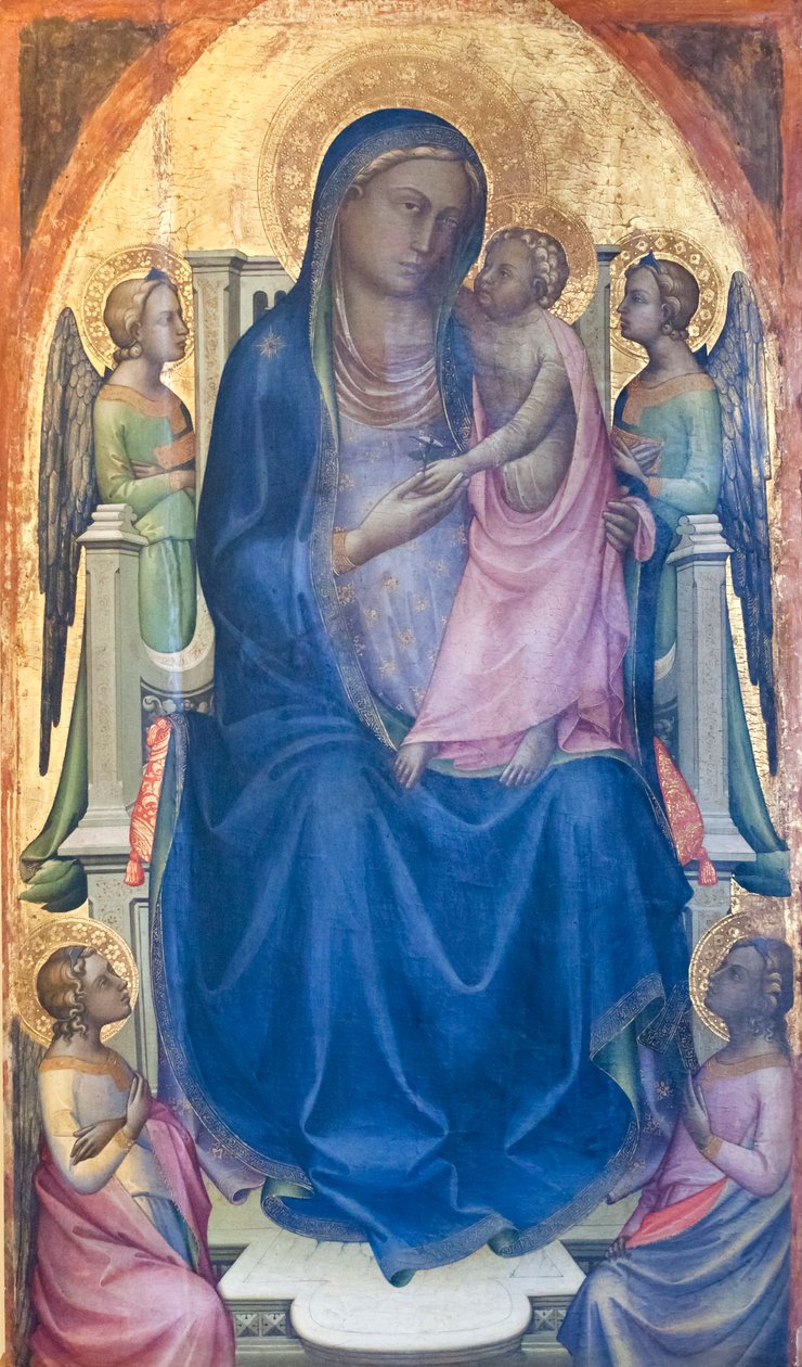 Dört melekle taçlandırılmış çocuklu bakire by Lorenzo Monaco
