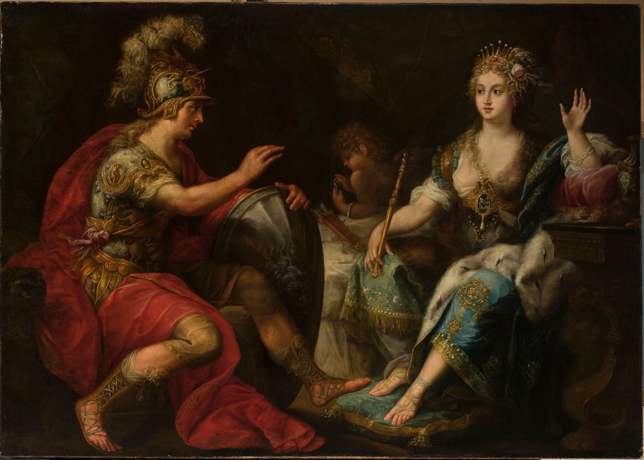 Aeneas ve Dido (tuval üzerine yağlı boya) by Lorenzo Pasinelli