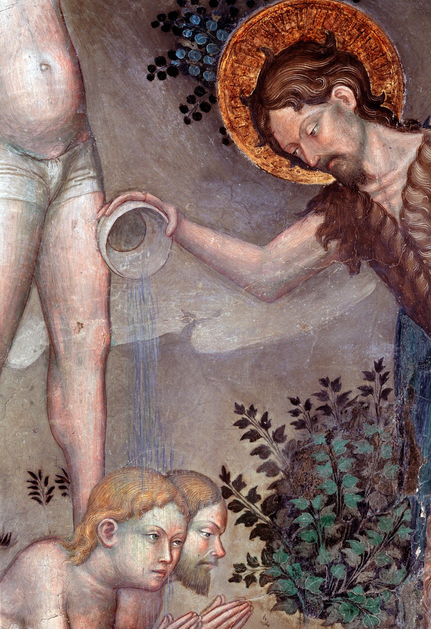 Ürdün nehrinde kalabalığı vaftiz eden Vaftizci Yahya, detay (Fresco by Lorenzo Salimbeni