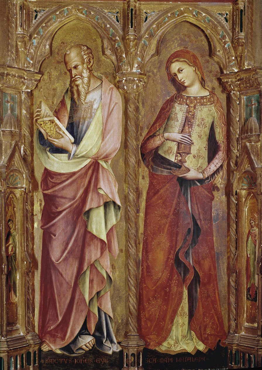 JSaint John the Evangelist ve Saint Mary Magdalene - Müjde poliptiğinin detayı (1357, ahşap üzerine tempera ve altın varak) by Lorenzo Veneziano