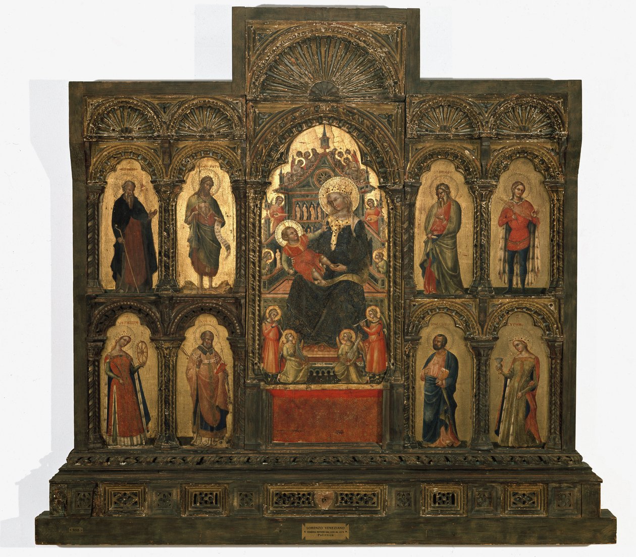 Azizlerle Madonna ve Çocuk - Poliptik (panelde tempera ve altın varak, 14. yüzyılın ikinci yarısı) by Lorenzo Veneziano
