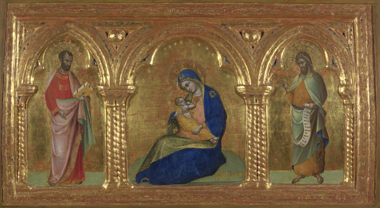 Aziz Mark ve John, 1365-1370 ile Alçakgönüllülük Madonna. by Lorenzo Veneziano