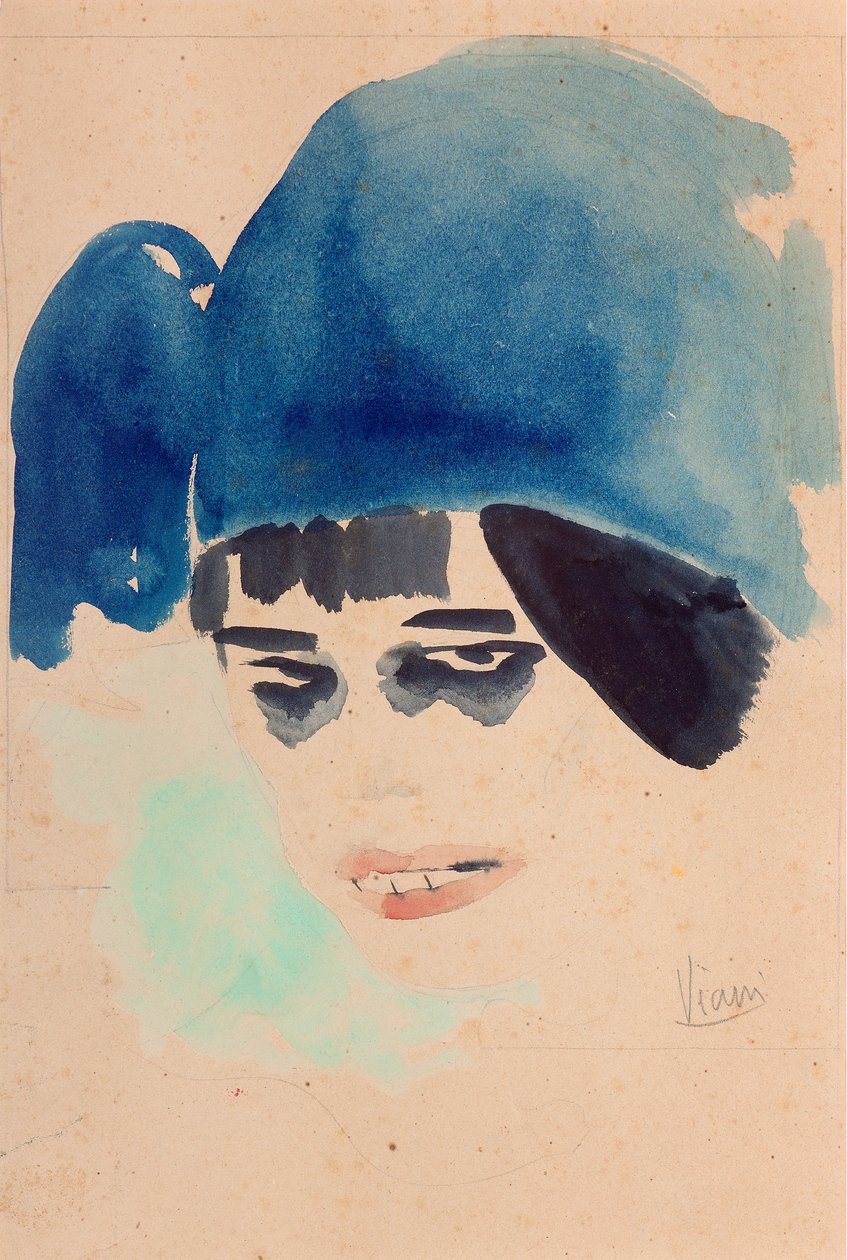 Portre, c.1912 (kağıt üzerine suluboya ve kurşun kalem) by Lorenzo Viani