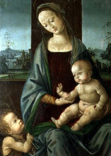 Vaftizci Yahya Bebek ile Madonna ve Çocuk by Lorenzo di (workshop of) Credi