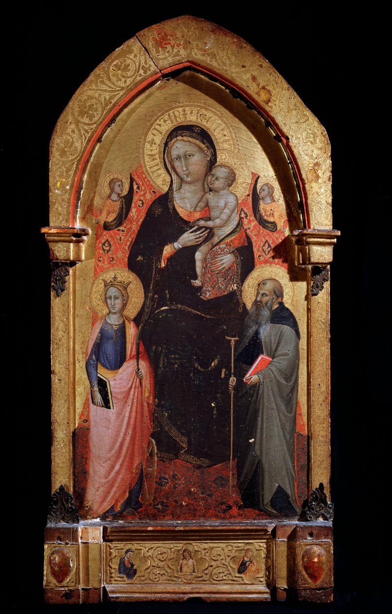 İskenderiyeli Aziz Catherine ile Bakire ve Çocuk, Büyük Aziz Anthony ve Melekler Boyama Bicci di Lorenzo (1373-1452) 1415 yakl. Dim 90,4x43,5 cm Assisi, Museo del Tesoro della Basilica di San Francesco by Lorenzo di Bicci