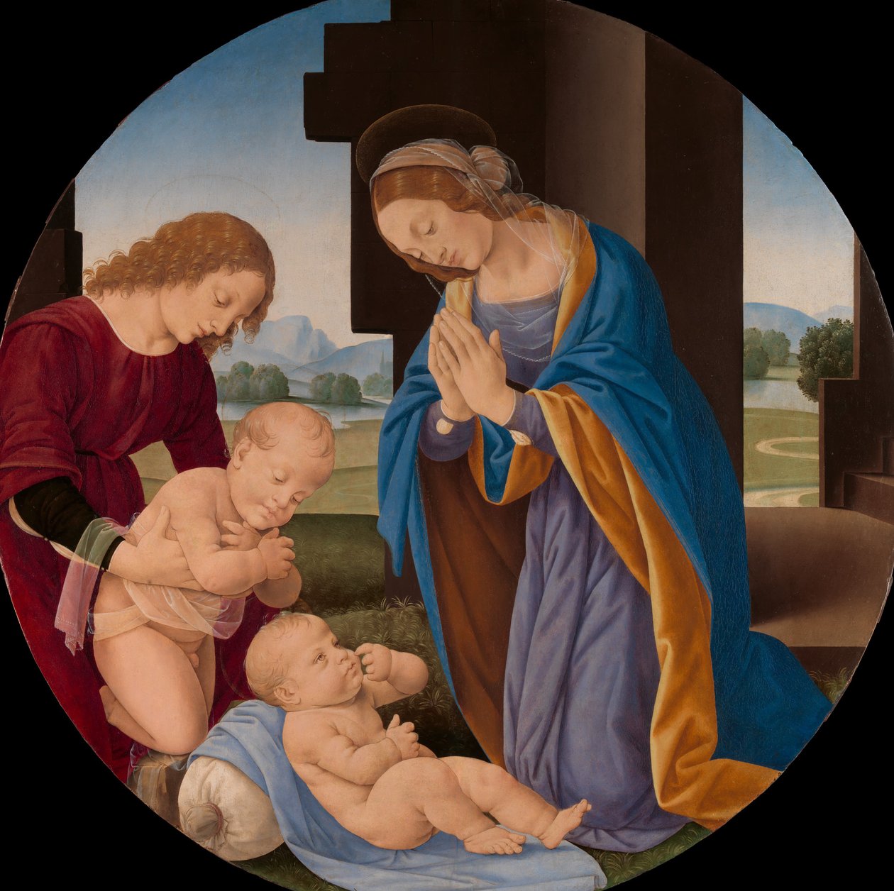Madonna, Bebek Vaftizci Yahya ve Bir Melekle Çocuğu Seviyor, 1490