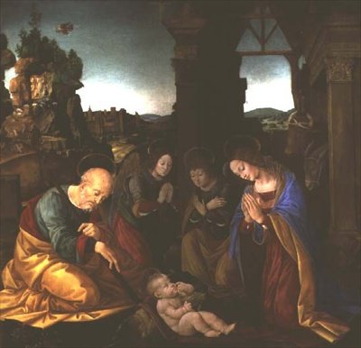 Madonna, Mesih Çocuğuna tapıyor by Lorenzo di Credi