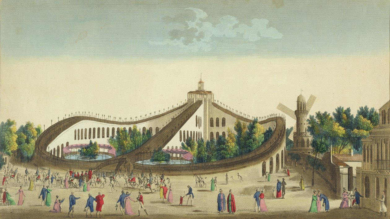 Hava yürüyüşleri, Jardin Baujon, 1817 dolayları by Ambroise Louis Garneray