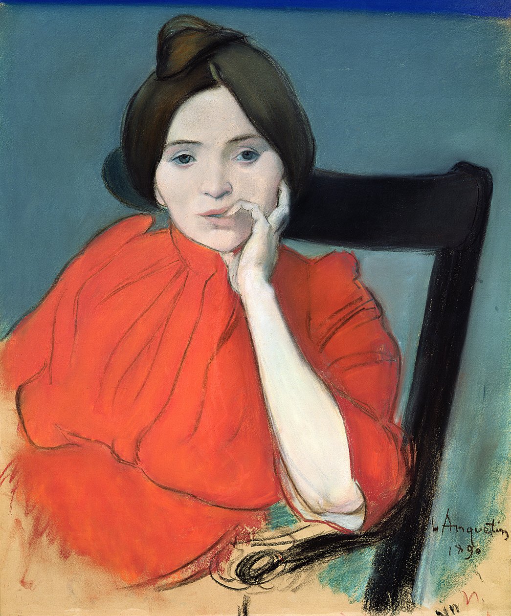 Bir Kadının Portresi, 1890 (kağıt üzerinde pastel) by Louis Anquetin